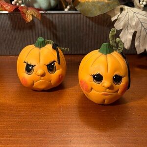 Hand painted Ceramic Pumpkin faces